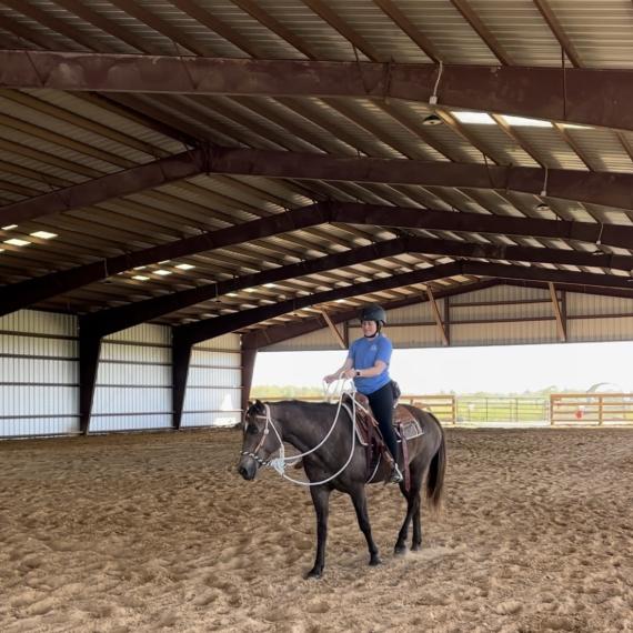 Kahawa, riding in arena